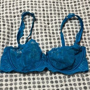 Elegant Lace Underwire Bra - Blue